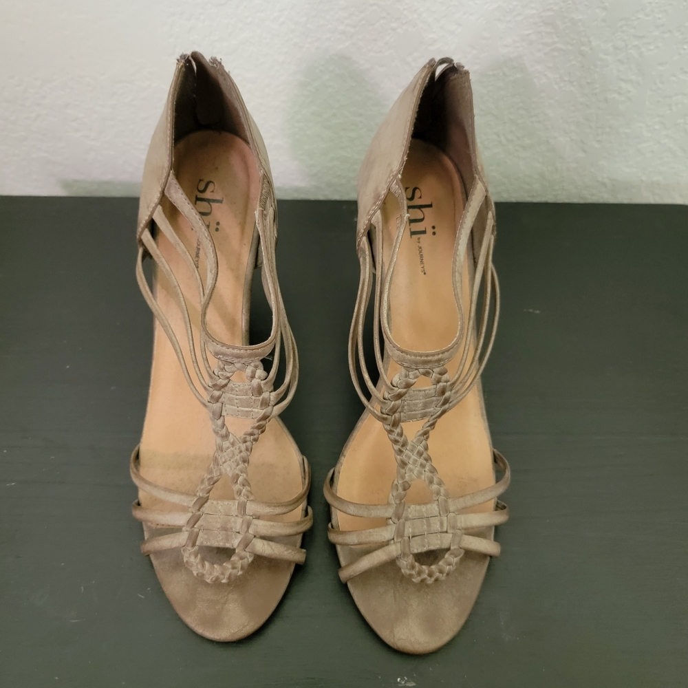 Taupe Brown Strappy Short Heel
